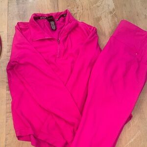 Spyder Women's Hot Pink Ribbed Quarter-Zip Top and Leggings set